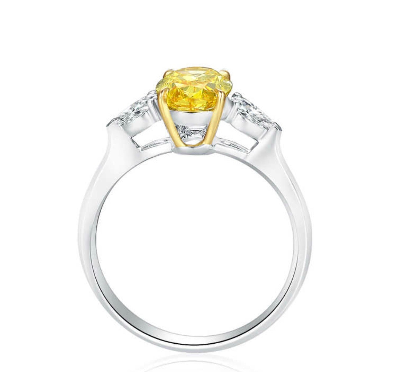 ソリティアリング イエローダイヤモンド1.8ct 18Kホワイトゴールド 3.22g鑑定書付き