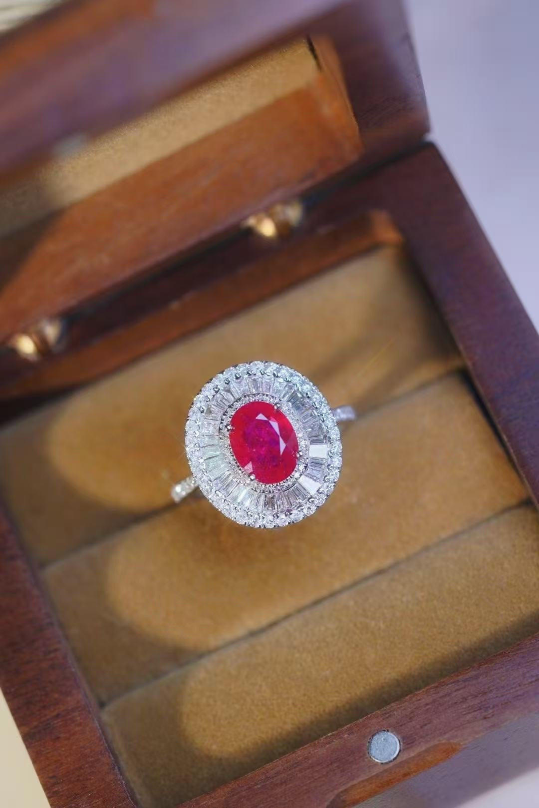 ルビーリング 1.15ct バケットダイヤ1ct