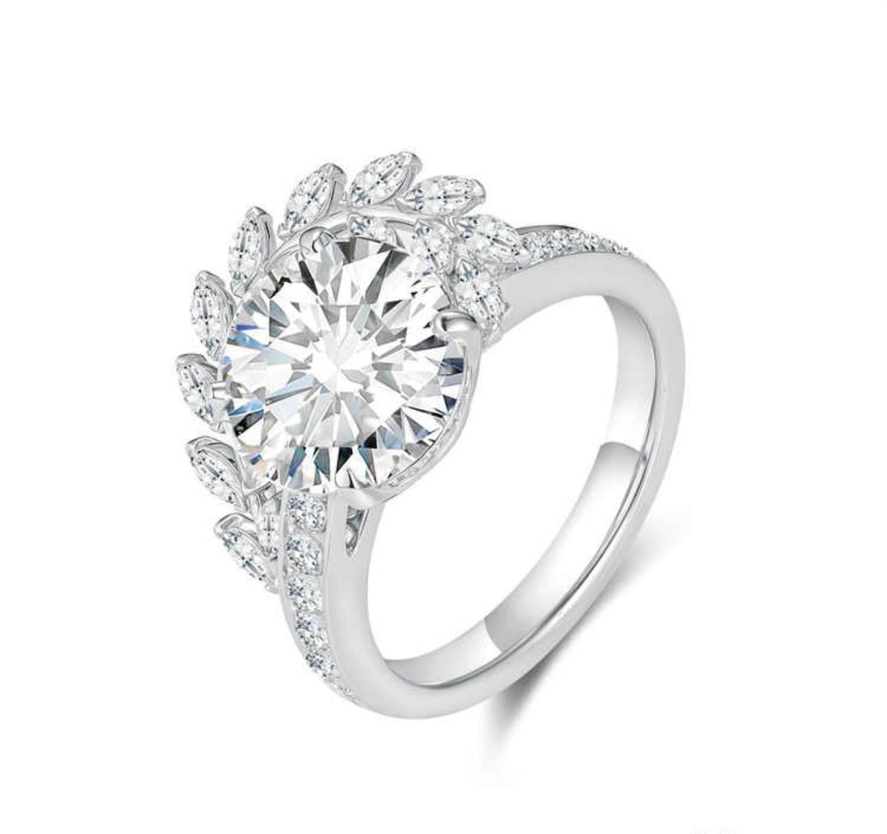 ビザンリング 主石5.003ct 副石1.193ct K18ホワイトゴールド 6.77g 鑑定書付き