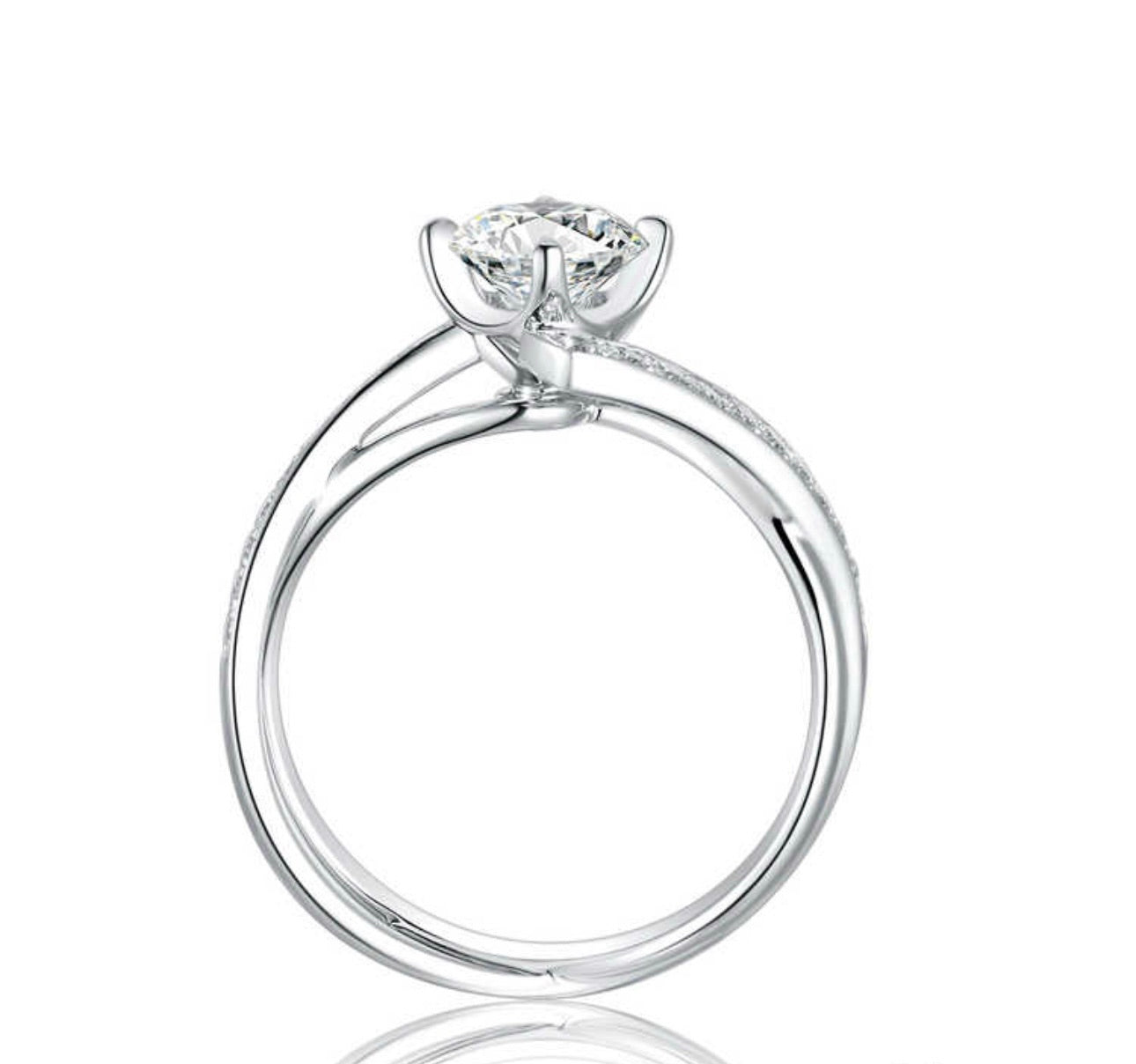 テーパードリング　主石1.011ct 副石0.234ct K18 ホワイトゴールド 4.73g 鑑定書付き