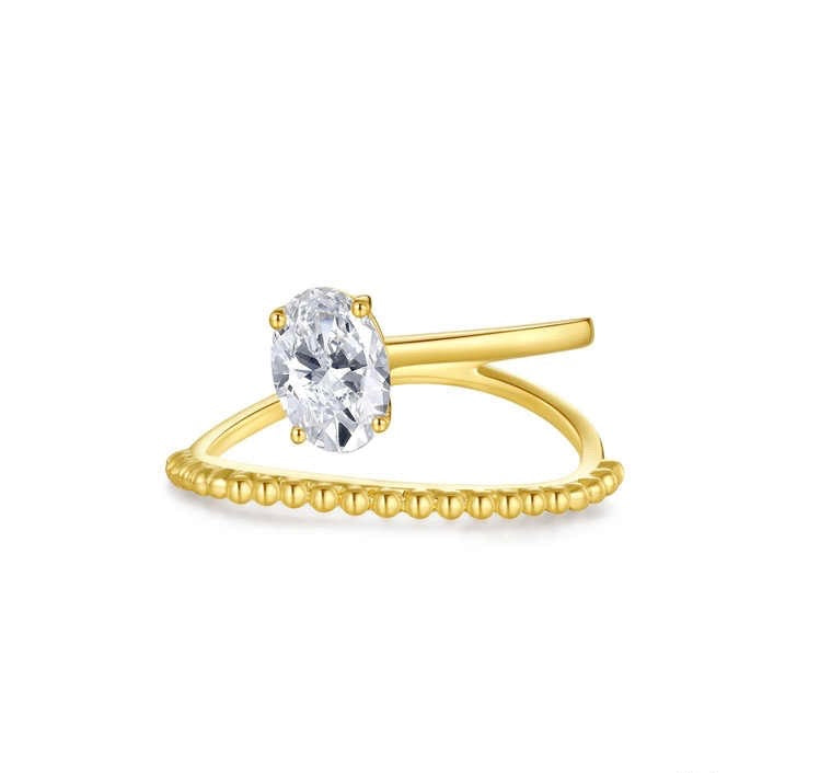 オーバルリング 0.418ct K14イエローゴールド 1.993g 鑑定書付き