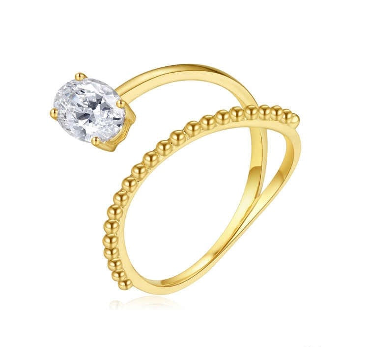 オーバルリング 0.418ct K14イエローゴールド 1.993g 鑑定書付き
