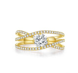 バゲットソリティアリング  約0.9ct K14イエローゴールド 2.434g 鑑定書付き