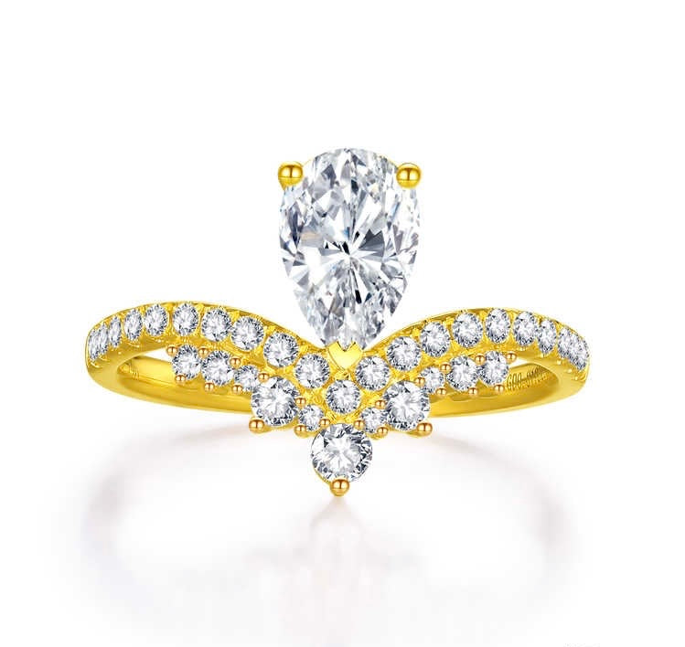 ミルグレインリング 約0.95ct K14イエローゴールド 2.286g 鑑定書付き