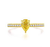 ペアシェイプソリティアリング イエローダイヤモンド0.546ct  副石0.171ct K14イエローゴールド 1.873g