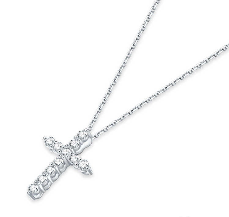 クロスネックレス s925 0.853ct チェーン45cm 総重量3.1cm 鑑定書付き