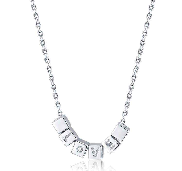キュービックチャームペンダントネックレス S925 0.014ct 45cm 3.63g