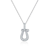 ホースシューペンダントネックレス S925 45cm 0.32ct 鑑定書付き