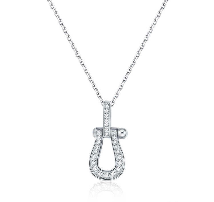 ホースシューペンダントネックレス S925 45cm 0.32ct 鑑定書付き