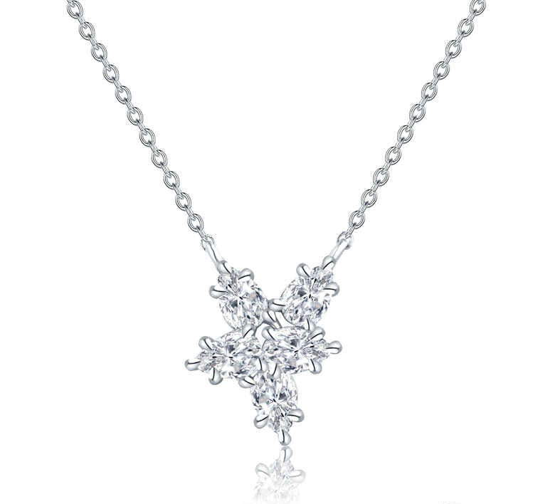 クラスターペンダントネックレス1.073ct 45cm Pt950 5.94g 鑑定書付き