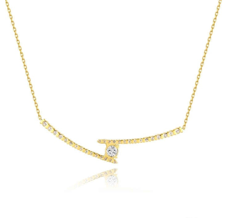 ドロップペンダントネックレス 約0.7ct K14イエローゴールド 2.246g 45cm 鑑定書あり