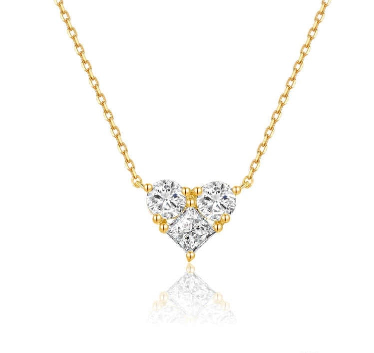 ハートペンダントネックレス 約0.6ct K14イエローゴールド 45cm  1.687g 鑑定書付き