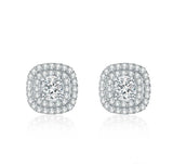 クッションカットハロースタッドピアス 主石 0.454ct 副石 0.427ct K18ホワイトゴールド 総重量2.76g