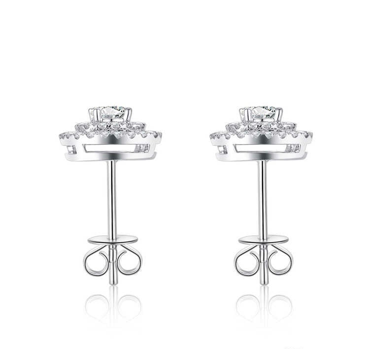 クッションカットハロースタッドピアス 主石 0.454ct 副石 0.427ct K18ホワイトゴールド 総重量2.76g
