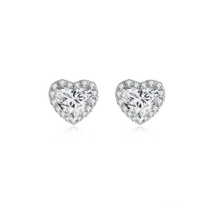 ハートホックピアス 主石1.042ct 副石0.271ct K18ホワイトゴールド 総重量2.01g