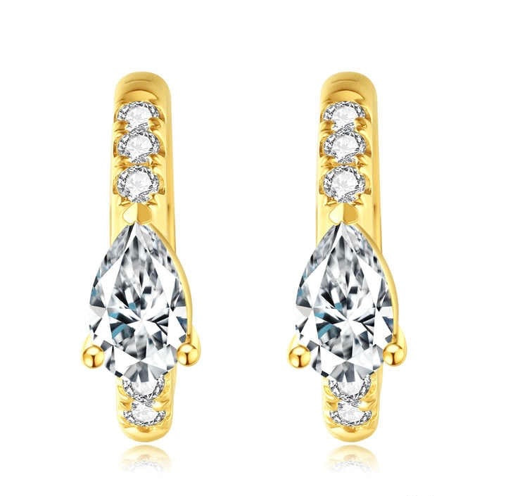 ティアドロップダングルピアス 主石0.380ct 副石 0.092ct K18イエローゴールド 総重量1.76g
