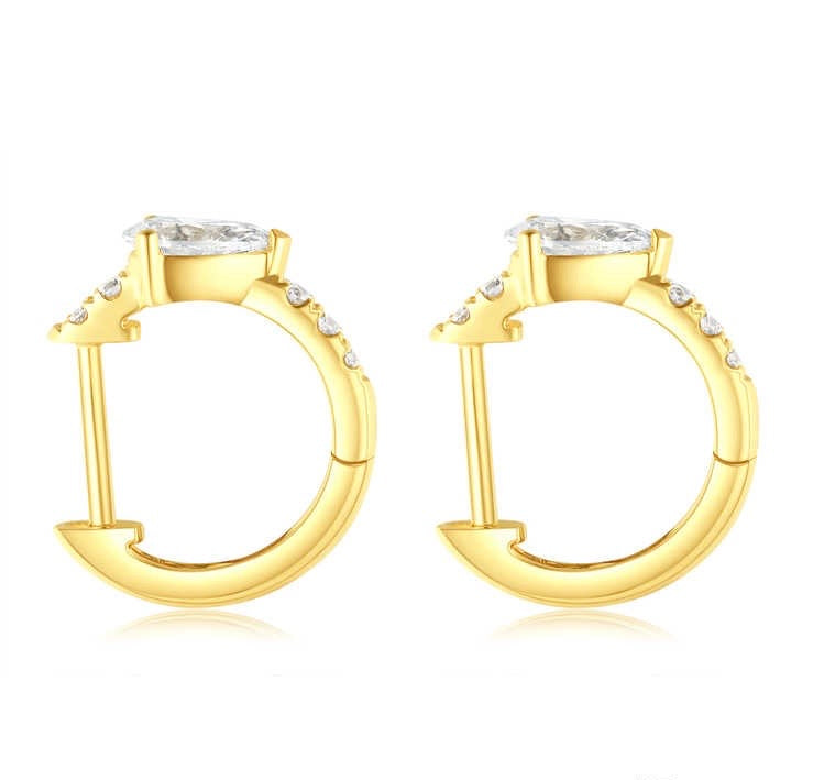 ティアドロップダングルピアス 主石0.380ct 副石 0.092ct K18イエローゴールド 総重量1.76g