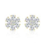 フローラルクラスタースタッドピアス 1.074ct K18ホワイトゴールド イエローゴールドに変更可 総重量1.91g