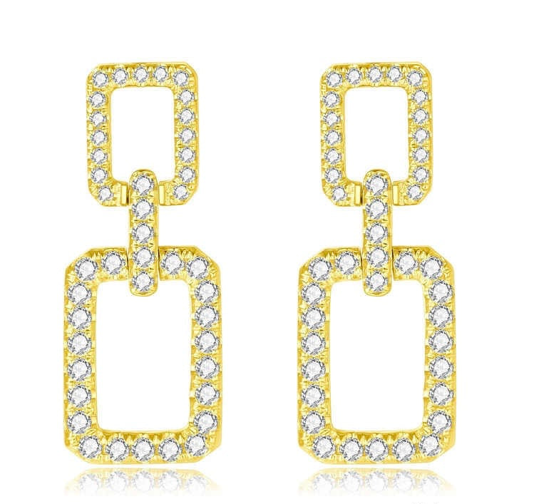 レクタングルダングルピアス 0.654ct K18イエローゴールド 総重量3.48g