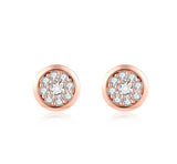 ラウンドクラスタースタッドピアス 0.236ct K18ピンクゴールド 総重量1.53g
