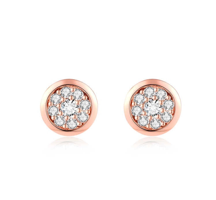 ラウンドクラスタースタッドピアス 0.236ct K18ピンクゴールド 総重量1.53g