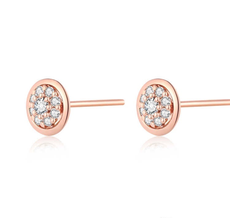 ラウンドクラスタースタッドピアス 0.236ct K18ピンクゴールド 総重量1.53g