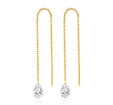 ティアドロップロングダングルピアス 1.046ct K18イエローゴールド 総重量0.66g