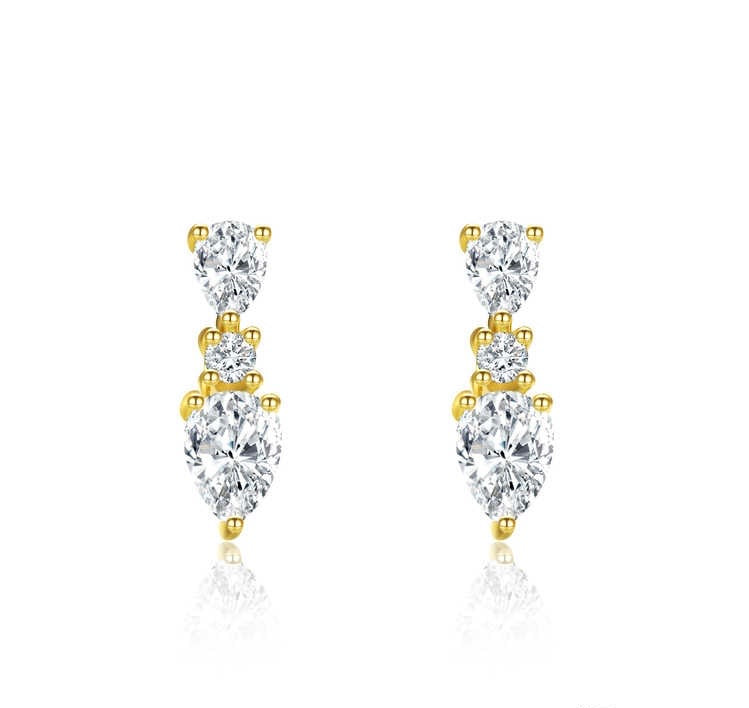 ミックスカットトリプルダングルピアス 0.398ct K18イエローゴールド 総重量1.06g