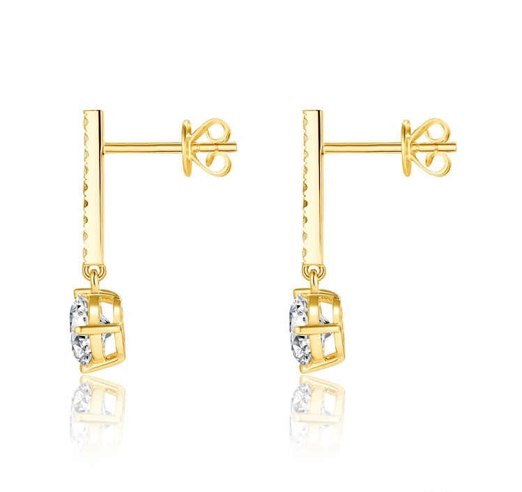 ソリティアスタッドピアス 主石1.1ct 副石 0.119ct K14イエローゴールド 総重量1.902g