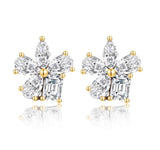 フラワースタッドピアス 主石0.504ct 副石0.413ct K14イエローゴールド 総重量1.604g