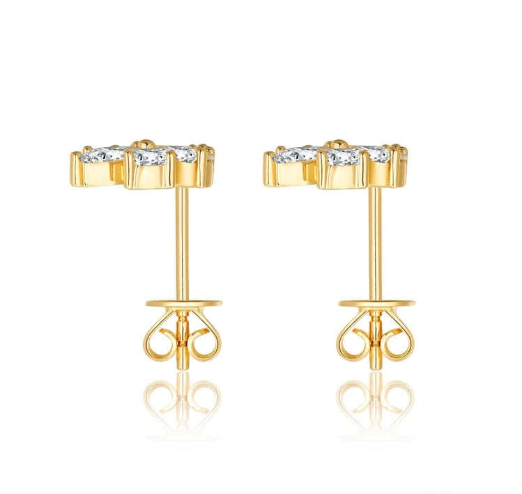 フラワースタッドピアス 主石0.504ct 副石0.413ct K14イエローゴールド 総重量1.604g
