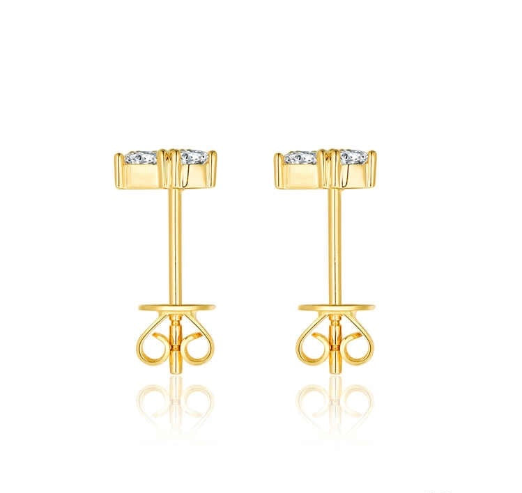 ハートシェイプスタッドピアス 主石0.204ct 副石0.306ct K14イエローゴールド 総重量1.074g