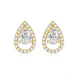 ペアシェイプコンビネーションスタッドピアス 主石0.394ct 副石0.152ct K14イエローゴールド 総重量1.314g