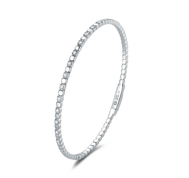 ビーズブレスレット 0.185ct K18ホワイトゴールド 総重量5.79g