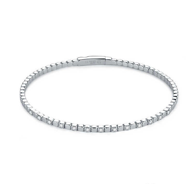 ビーズブレスレット 0.185ct K18ホワイトゴールド 総重量5.79g