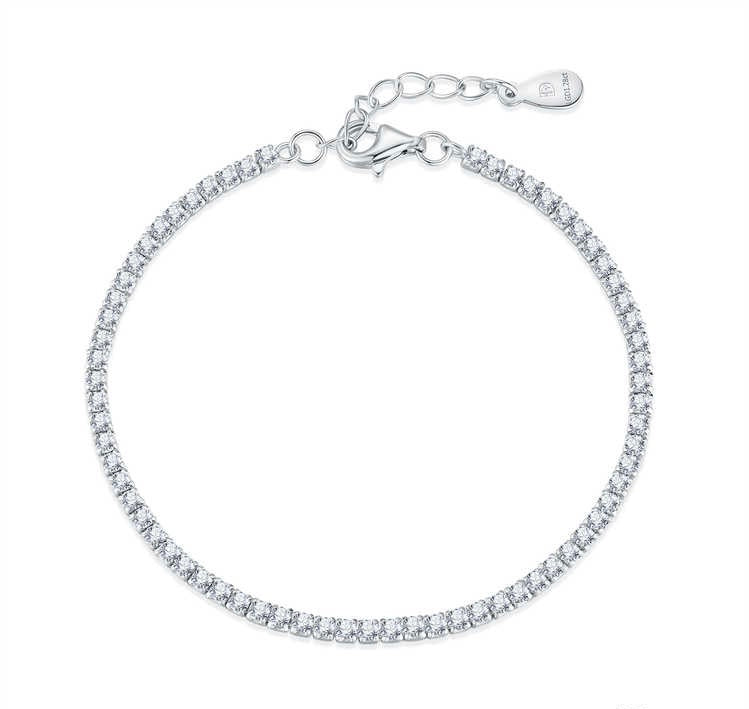 チェーンブレスレット フルダイヤ 1.28ct S925 イエローシルバーに変更可 総重量2.53g