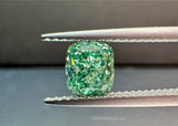 グリーンラボダイヤモンド 1.02ct クッションカット VS2 鑑定書付き