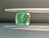 グリーンラボダイヤモンド 1.18ct クッションカット VVS2 鑑定書付き